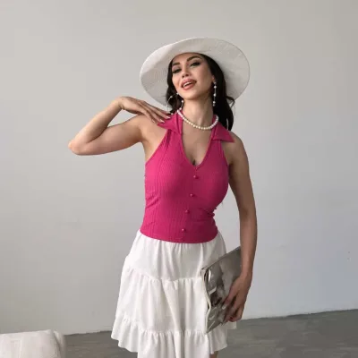 Bluza Bi Stûyê Gomlek û Detayên Bişkokên Pêşiyê Morr 3