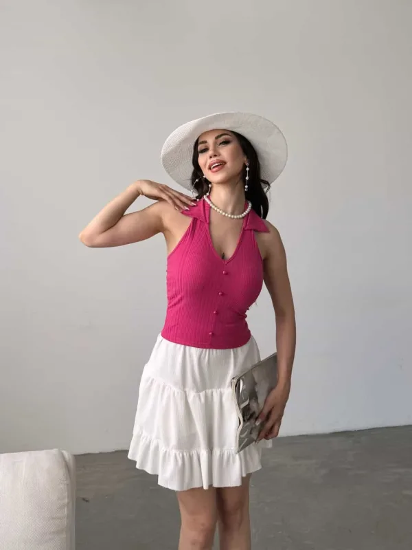 Bluza Bi Stûyê Gomlek û Detayên Bişkokên Pêşiyê Morr 3