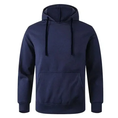 Muški tamnoplavi oversize 3-nitni pamučni kapuljač s džepovima, sweatshirt 3