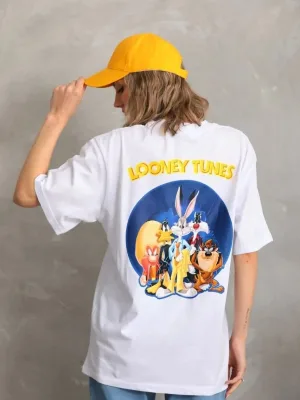 Ženski beli Oversize Bicikli kragna print majica