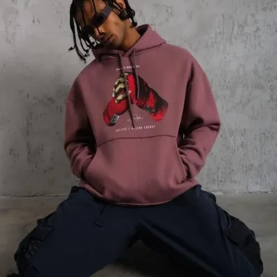 Sweatshirtê Mêran ê Pembe Oversize Bi Kêl 3 Têl 3