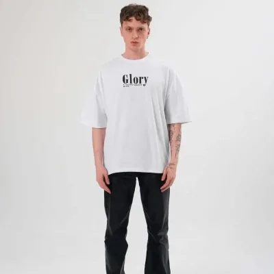 Men's Black Oversize Crew Neck Printed Short Sleeve T-Shirt 2