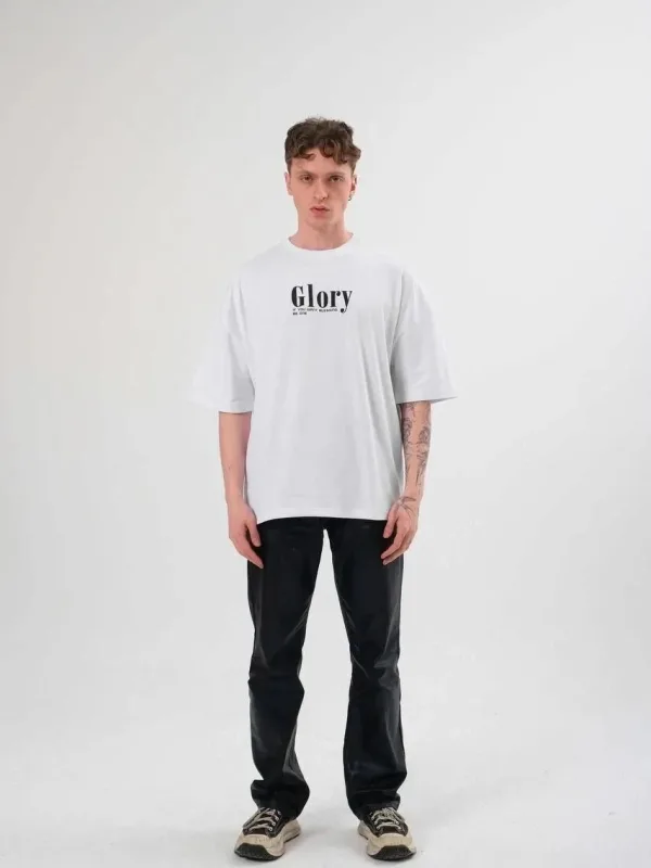 Men's Black Oversize Crew Neck Printed Short Sleeve T-Shirt 2