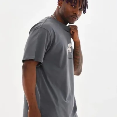 Fumuriu Oversize Bicicletă Guler Imprimat Tricou Bărbătesc 6