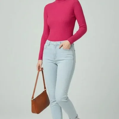 Femeie Roz Gât Întreg, Cu Nervuri, Lycra, Mâneci Lungi, Body 3