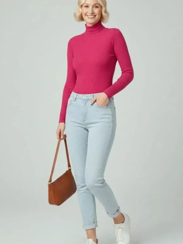 Femeie Roz Gât Întreg, Cu Nervuri, Lycra, Mâneci Lungi, Body 3