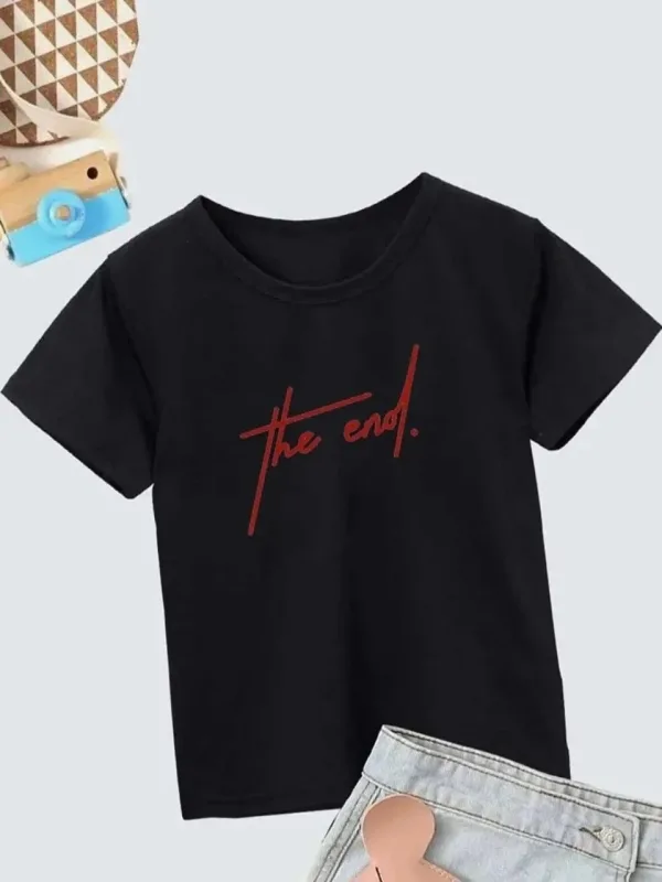 Παιδικό Μαύρο Oversize Printed Ποδήλατο Λαιμό T-shirt 1