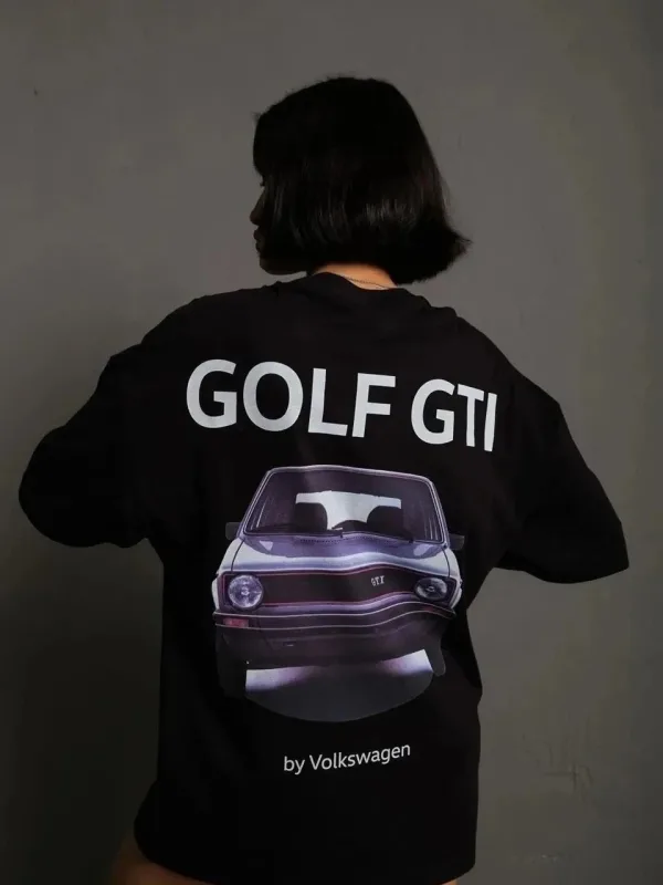 Ženska Crna Oversize Retro Golf GTI Auto Print Majica 1