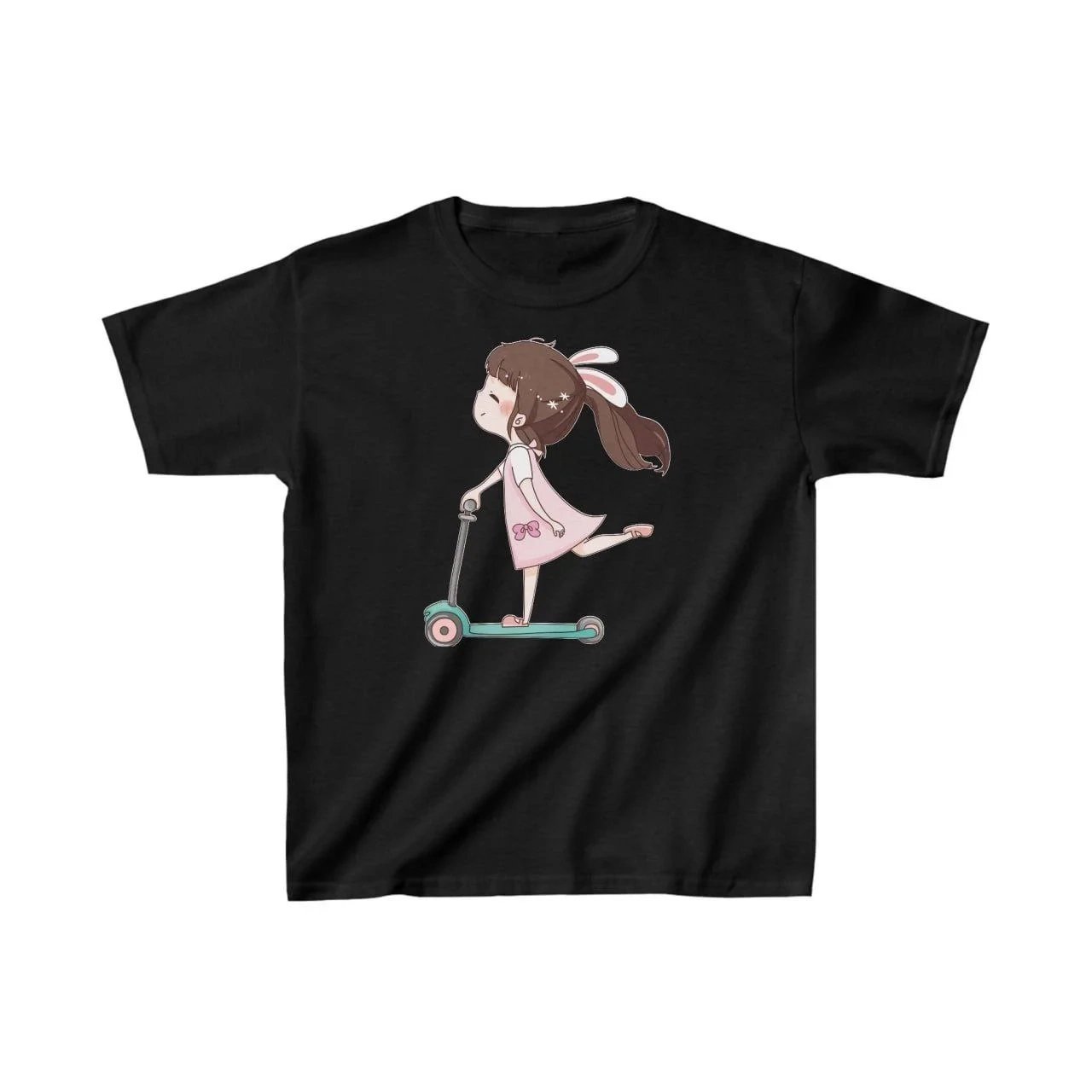 Παιδικό Μαύρο Τυπωμένο Oversize Ποδηλατόλαιμο T-Shirt