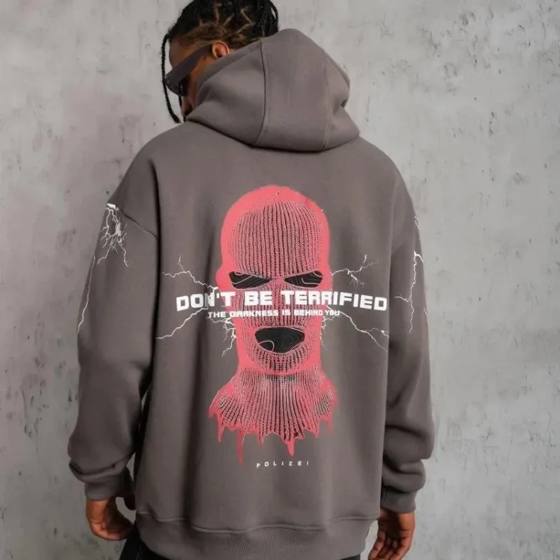 Kişi Boz Oversize 3 İplik Pambıqlı Başlıqlı Çap Sviter