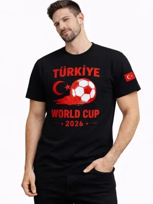 Męski Czarny World Cup 2026 Nadruk Piłka Nożna Koszulka
