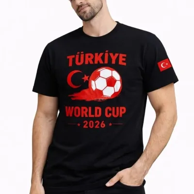 Męski Czarny World Cup 2026 Nadruk Piłka Nożna Koszulka 1