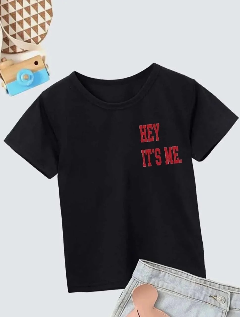 Παιδικό Μαύρο Oversize Printed Στρογγυλό Λαιμό T-shirt