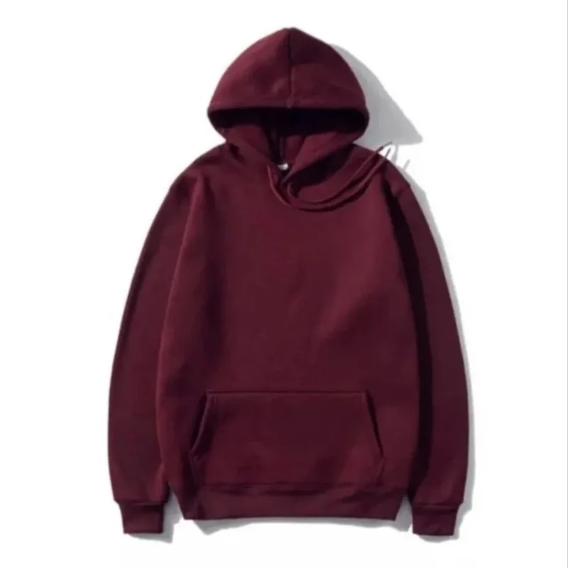 Women's Burgundy 3-Thread Cotton Hooded Kangaroo Pocket Sweatshirt