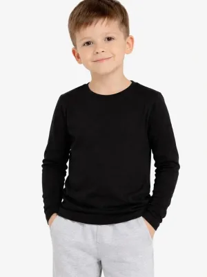 Children's Black Basic Long Sleeve Comfortable School T-Shirt