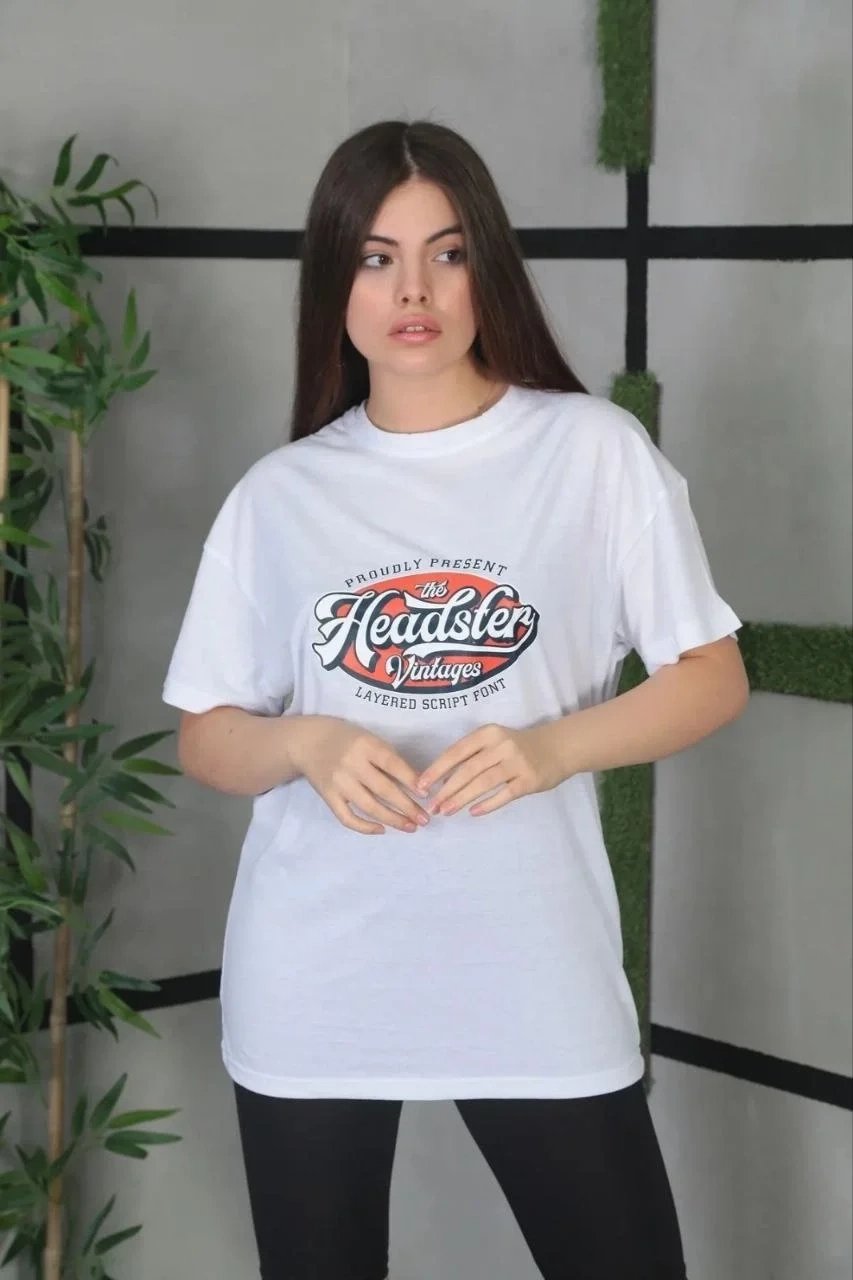 Γυναικείο Λευκό Oversize Στρογγυλό Λαιμό Τυπωμένο Κοντό Μανίκι T-Shirt