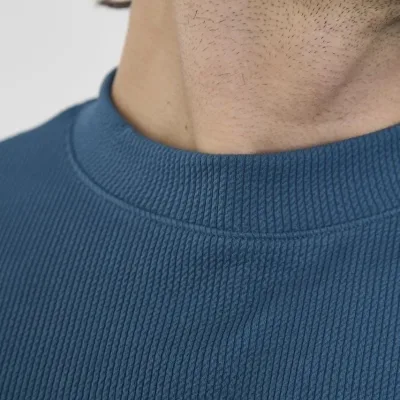 Kişi Firuzə Oversize Velosiped Yaxalı Naxışlı Yaylıq Köynək 5