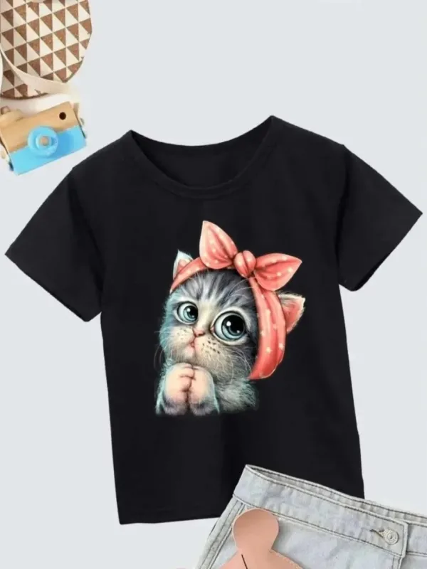 Παιδικό Μαύρο Oversize Τυπωμένο T-Shirt 2