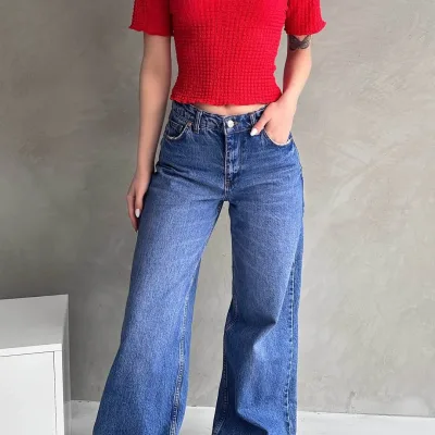 Leđa dekolte basic gofre bluza crvena 5