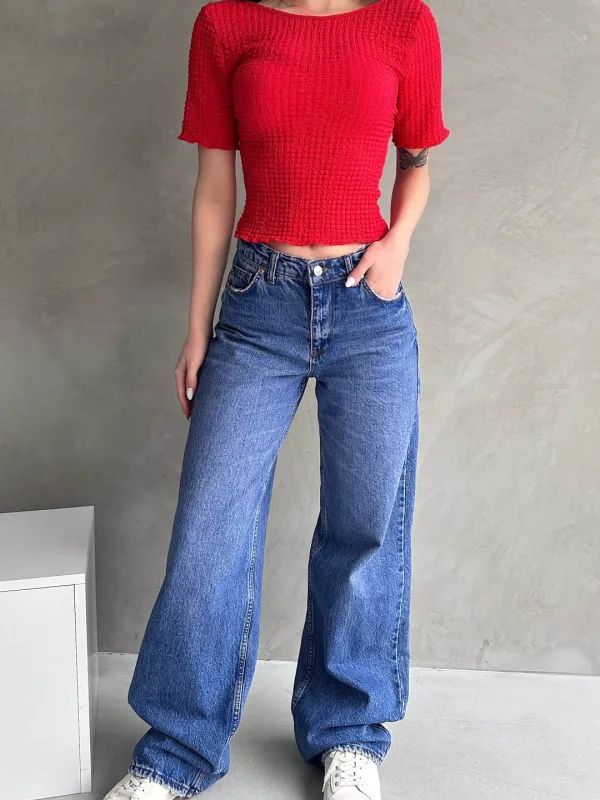 Leđa dekolte basic gofre bluza crvena 5