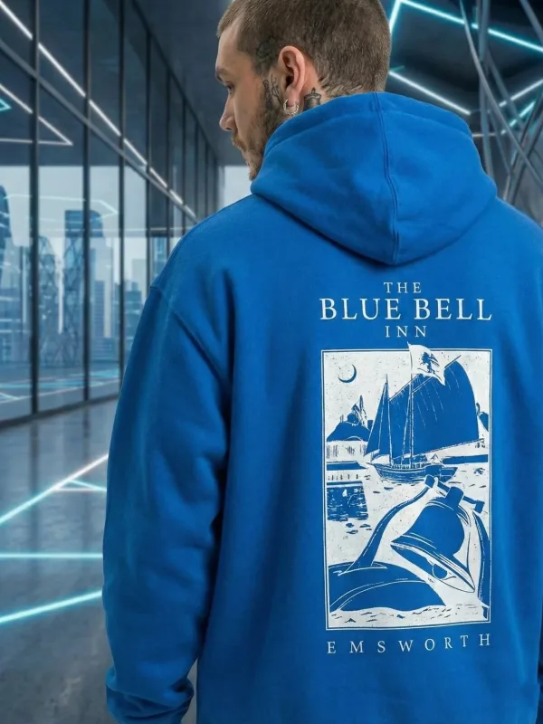 Férfi Sötétkék 3 Szálas Pamut Nyomott Kapucnis Zsebes Sweatshirt 7