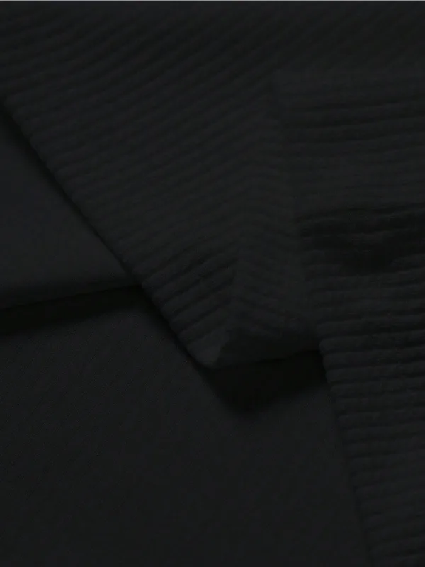 Erkek Siyah Oversize Fitilli Pamuklu Polo Yaka Tişört 4