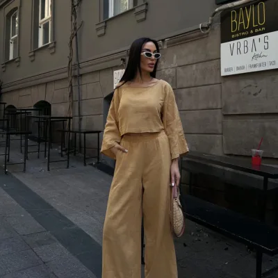 Hlače I Bluza Muslin set Camel 1