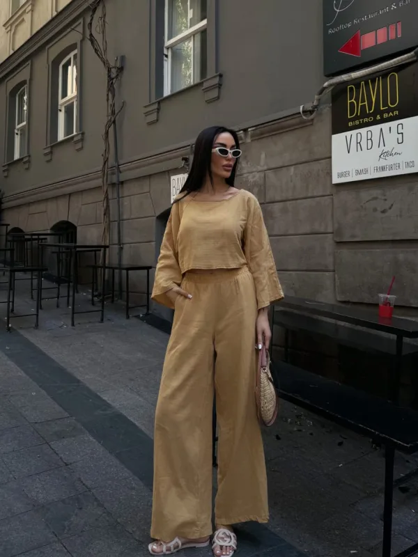 Hlače I Bluza Muslin set Camel