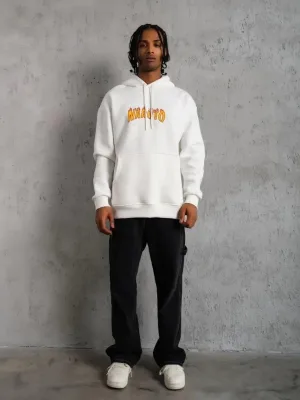 Muški bijeli tiskani 3-nitni pamučni kapuljačasti sweatshirt