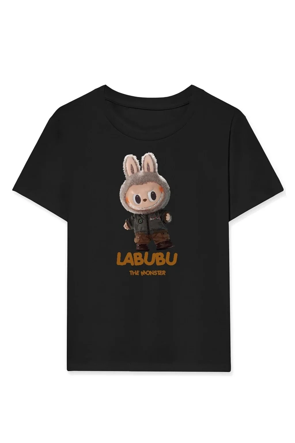 Девојче црн Labubu печатен детски T-shirt