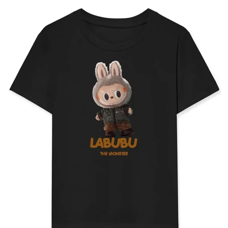 Djevojčica crna majica s printom Labubu dječja T-shirt