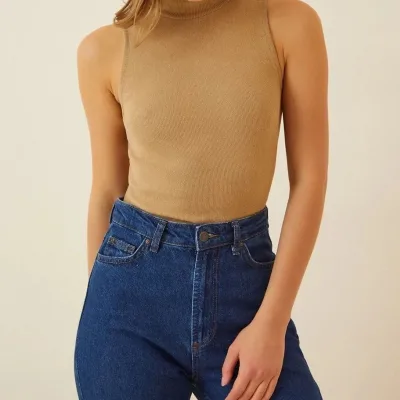 Ženski Camel rebrasti likra body 3
