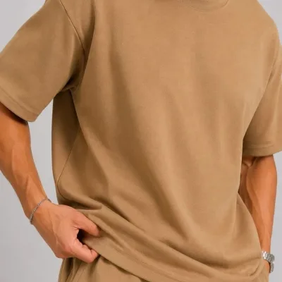 Férfi Barna Oversize Puha Textúrájú Zsebes Szett 2