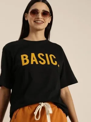 Ženska Crna Bicikli Kragna Print Basic Majica