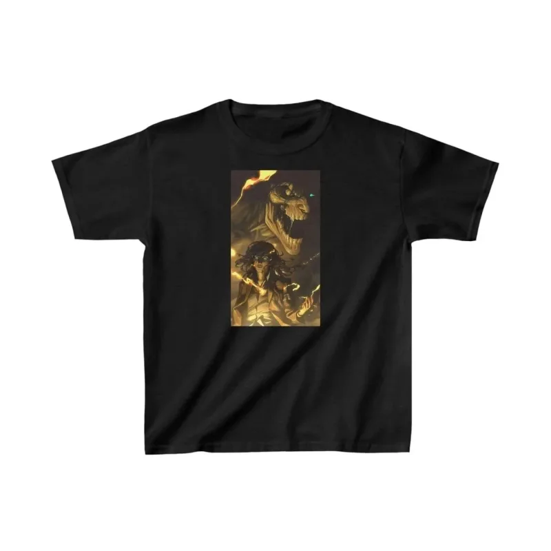 Детски црн oversize печатен бициклистички јака маица