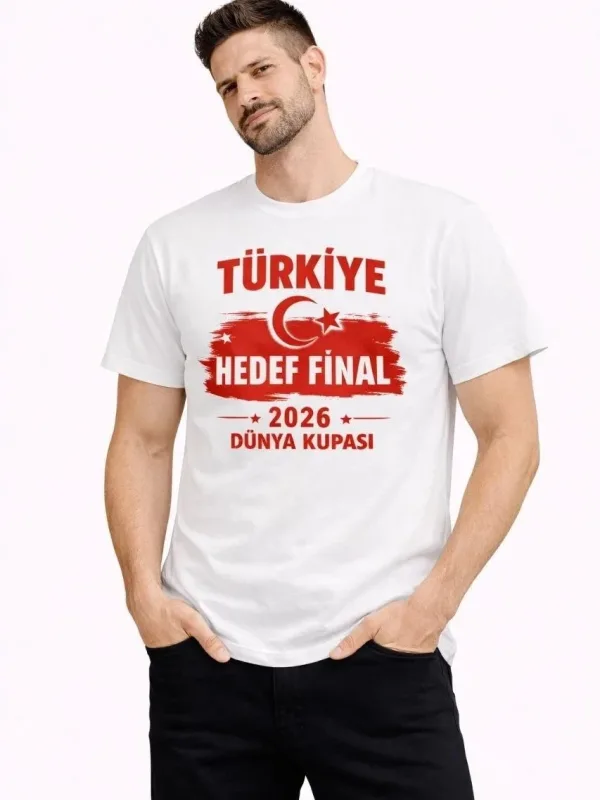 Férfi Fehér Törökország Nyomtatású Csillag-Hold Világkupa Szurkolói Póló 1