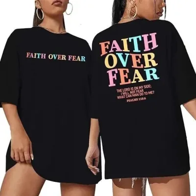 Γυναικείο Μαύρο Oversize Ποδηλατόλαιμο Τυπωμένο Μπλουζάκι 5