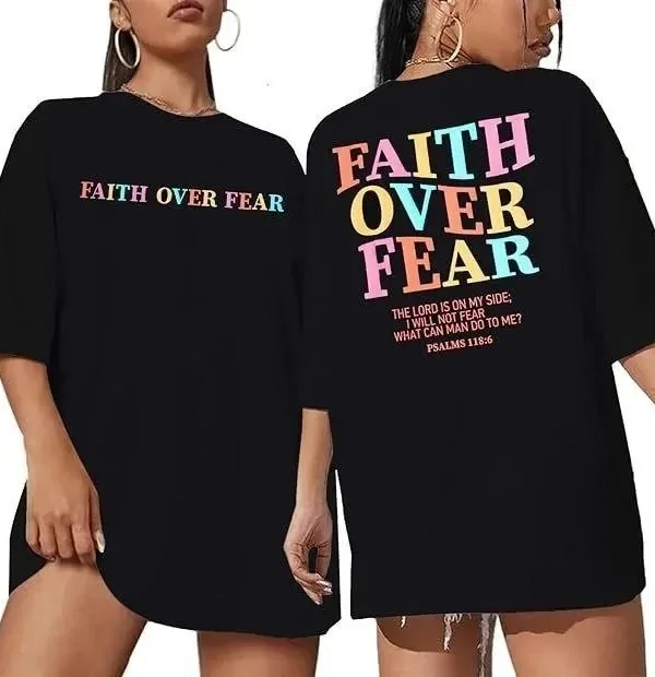 Γυναικείο Μαύρο Oversize Ποδηλατόλαιμο Τυπωμένο Μπλουζάκι 5