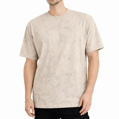 Ανδρικό Μπεζ Oversize Acid Wash Ποδήλατο Λαιμόκοψη Μπλουζάκι 3