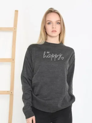 Women's Smoked Printed Bicycle Neck Woven Knit Sweater