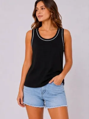 Γυναικείο Μαύρο Αμάνικο Αθλητικό Tank Top με Στρογγυλή Λαιμόκοψη