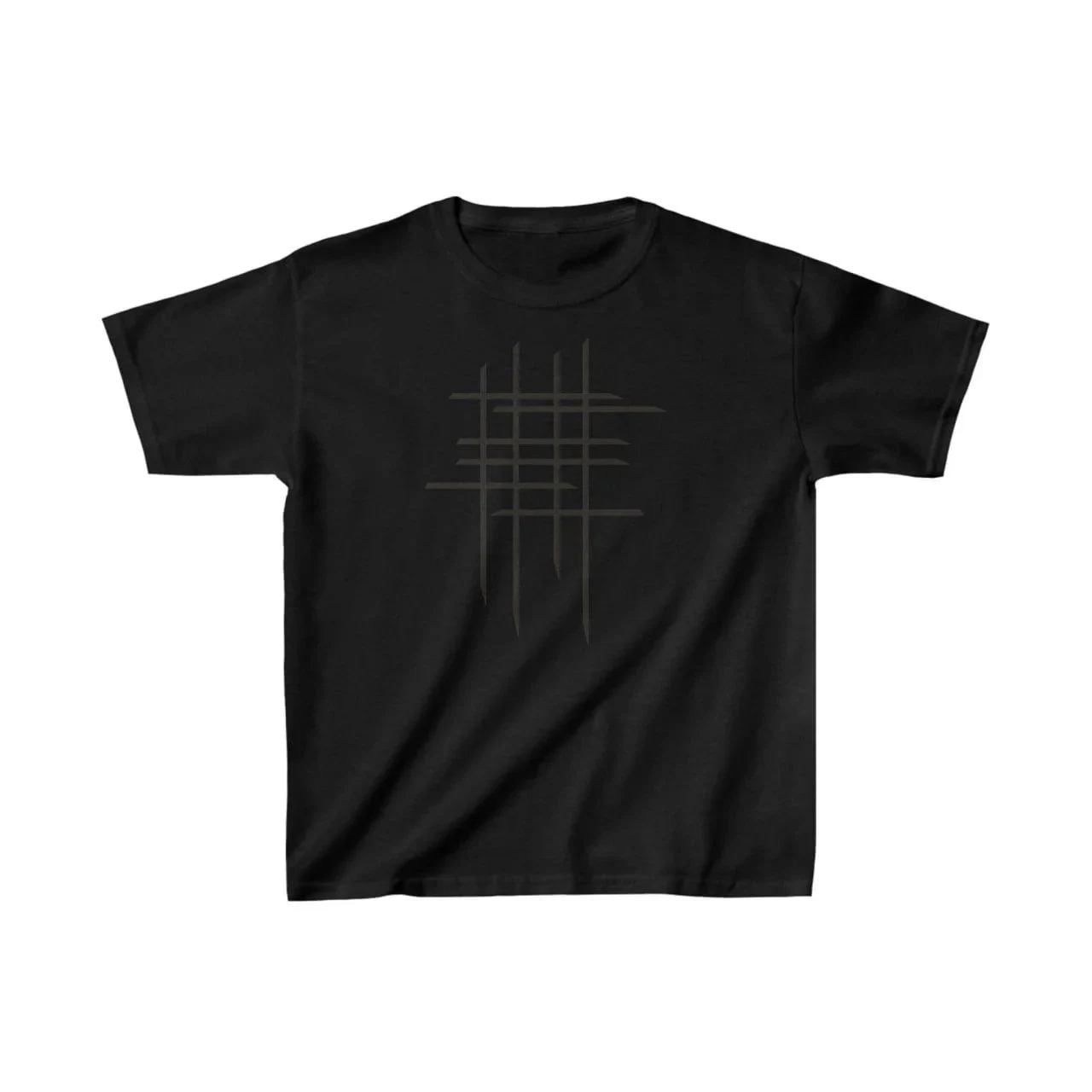 Children's Black Oversize Printed Scoop Neck T-Shirt