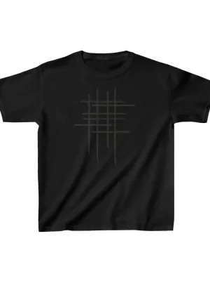 Children's Black Oversize Printed Scoop Neck T-Shirt