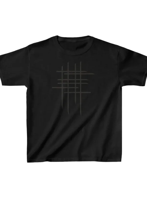 Children's Black Oversize Printed Scoop Neck T-Shirt 1