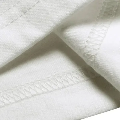 Damski Biały Oversize Rowerowy Kołnierz Nadrukowany T-shirt 4