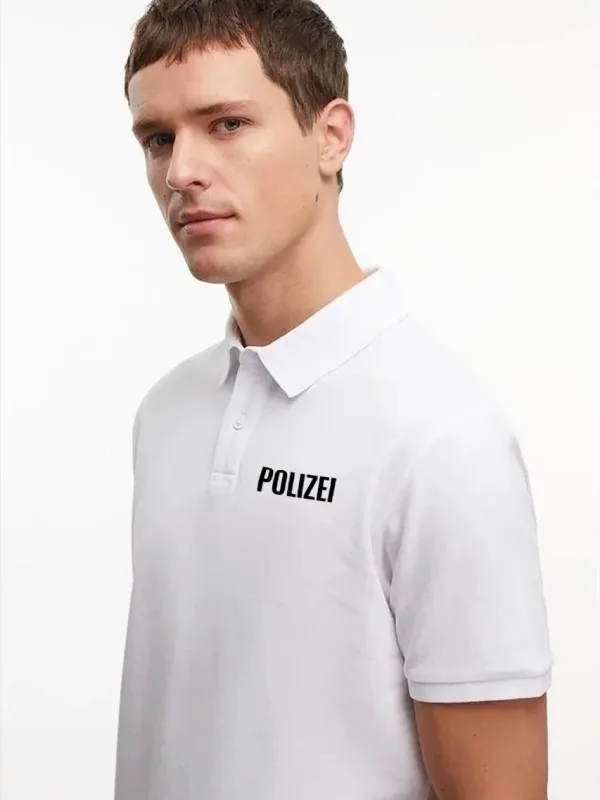 Fehér Férfi Pike Nyomott Polo Nyakú Gombos Póló 2