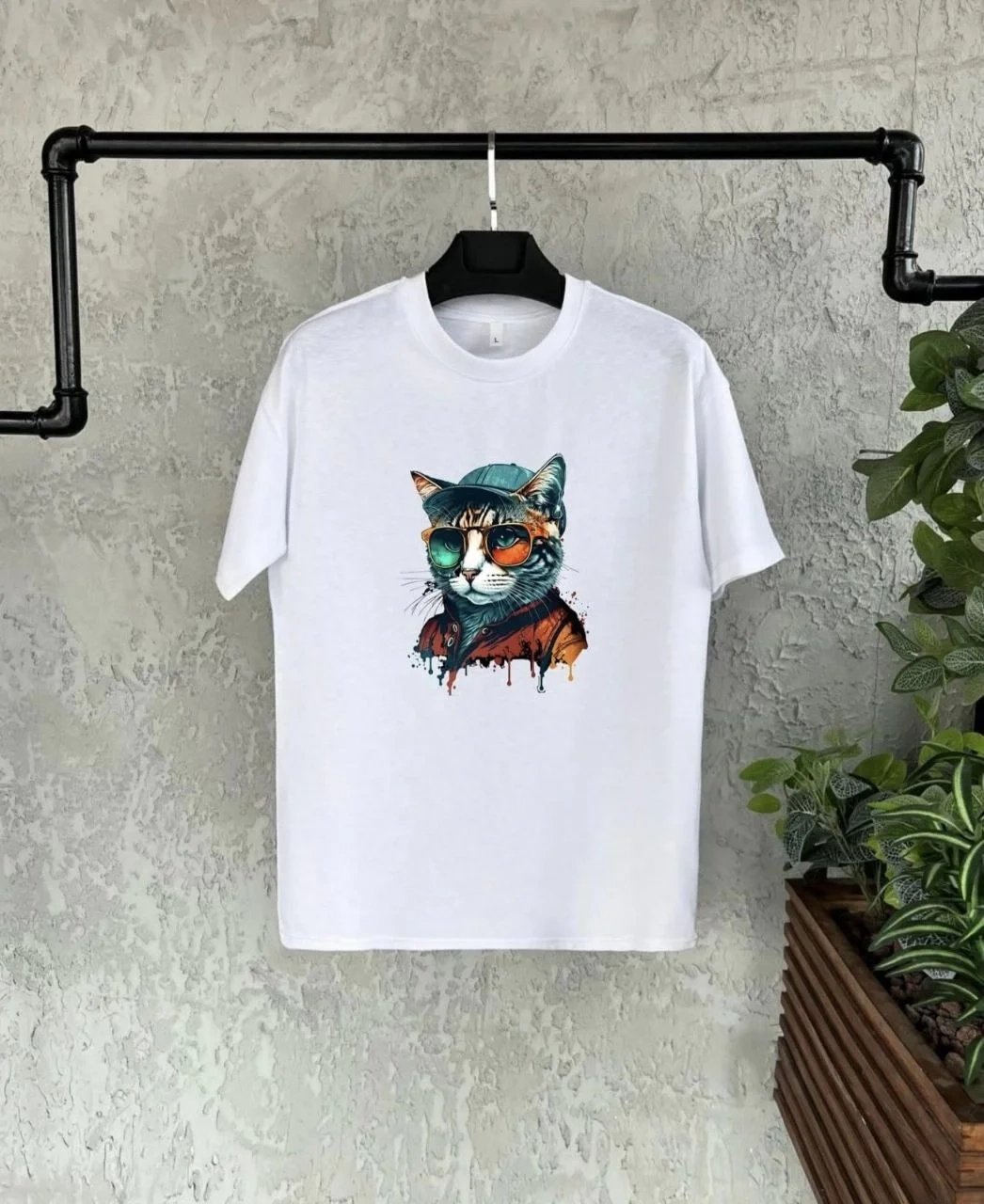 Παιδικό Λευκό Τυπωμένο Oversize Ποδηλατόλαιμο T-Shirt