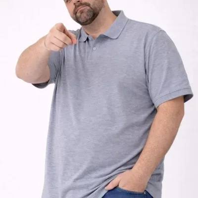 Pánske sivé piqué látka gombíkový polo golier veľká veľkosť tričko 4