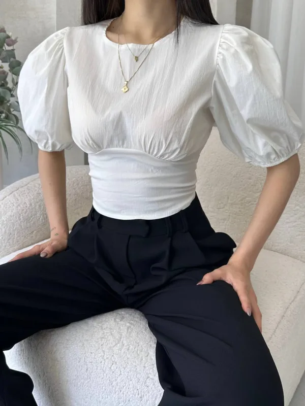 Lubenica rukav leđa dekolte poplin bluza bijela