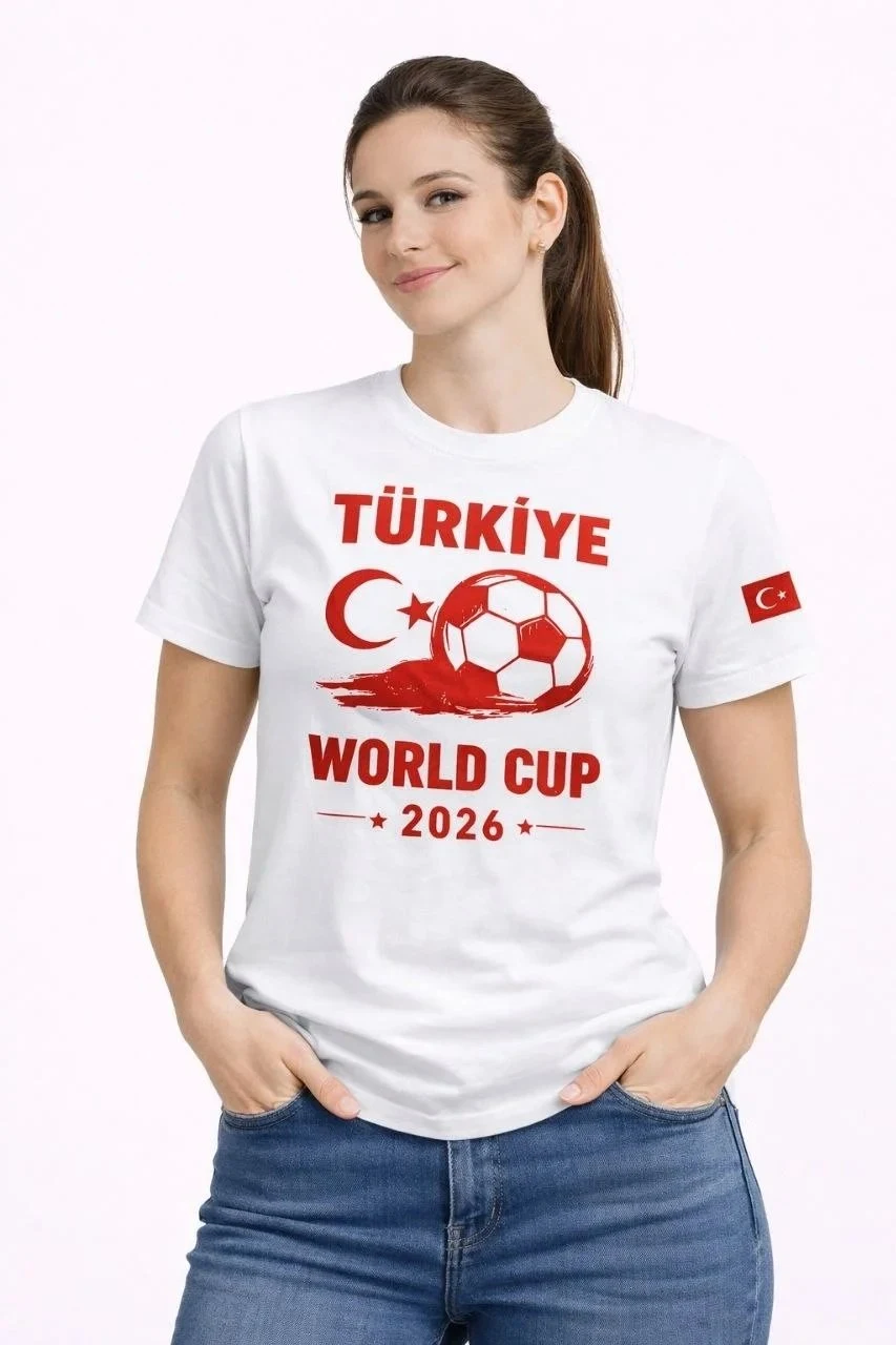 Tîşorta Temaya Futbolê ya Jinan, Spî, Kasa Cîhanê 2026 Çapkirî